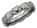 Stackable Expressions Sterling Silver Black-plated Hearts Stackable Ring