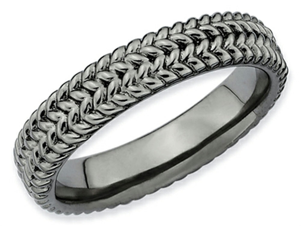 Stackable Expressions Sterling Silver Black-plated Stackable Ring