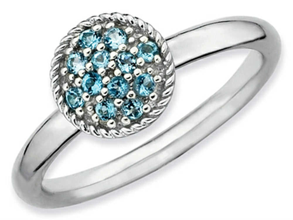 Stackable Expressions Sterling Silver Blue Topaz Rhodium Stackable Ring