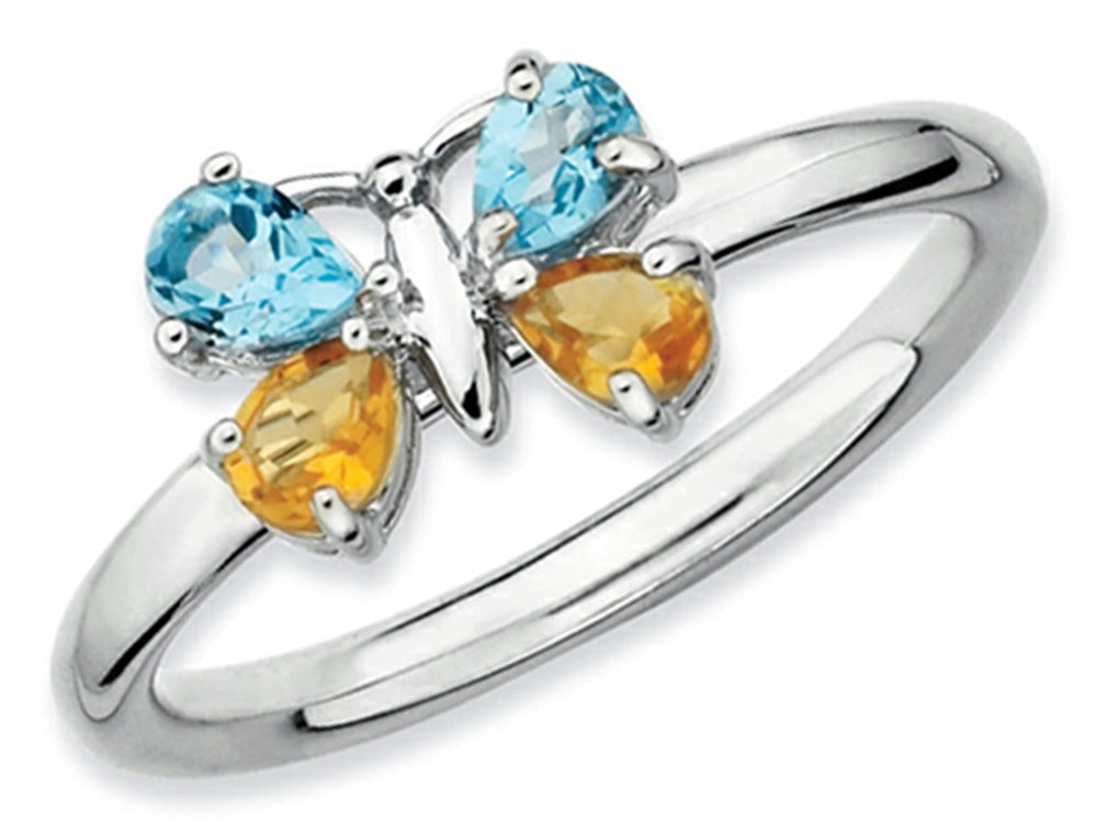 Stackable Expressions Sterling Silver BT and CI Butterfly Stackable Ring