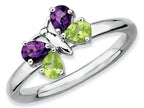 Stackable Expressions Sterling Silver Amethyst and Peridot Butterfly Stackable Ring