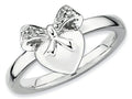 Stackable Expressions Sterling Silver Heart with Bow Diamond Stackable Ring