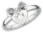 Stackable Expressions Sterling Silver Heart with Bow Diamond Stackable Ring