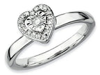 Stackable Expressions Sterling Silver Heart Diamond Stackable Ring