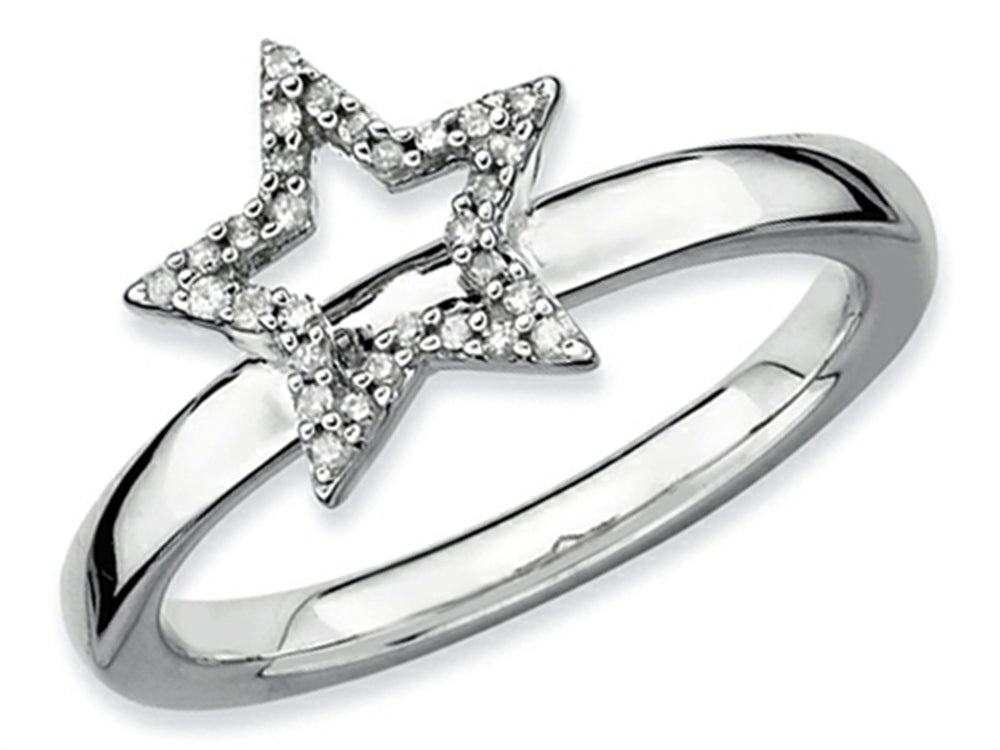 Stackable Expressions Sterling Silver Star Rough Diamond Stackable Ring