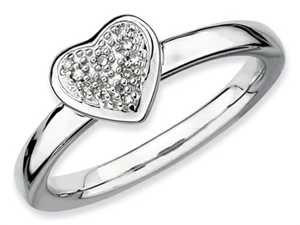 Stackable Expressions Sterling Silver Heart Rough Diamond Stackable Ring