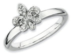 Stackable Expressions Sterling Silver Fleur De Lis Rough Diamond Stackable Ring