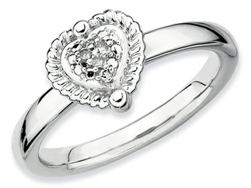 Stackable Expressions Sterling Silver Heart Rough Diamond Stackable Ring