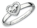 Stackable Expressions Sterling Silver Heart Diamond Stackable Ring