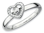 Stackable Expressions Sterling Silver Heart Diamond Stackable Ring