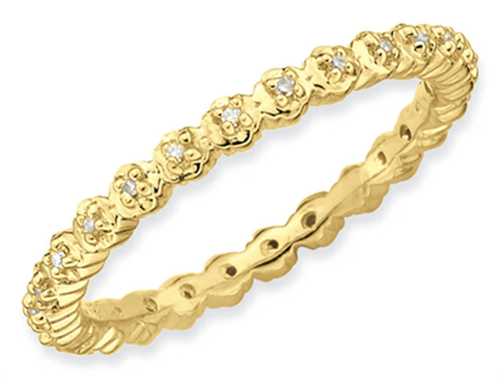 Stackable Expressions Sterling Silver Diamond Gold Plated Stackable Ring
