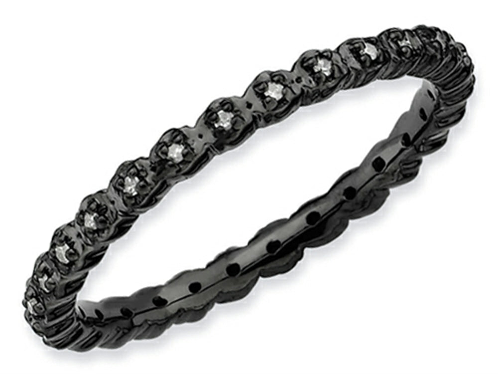Stackable Expressions Sterling Silver Diamond Black-plated Stackable Ring