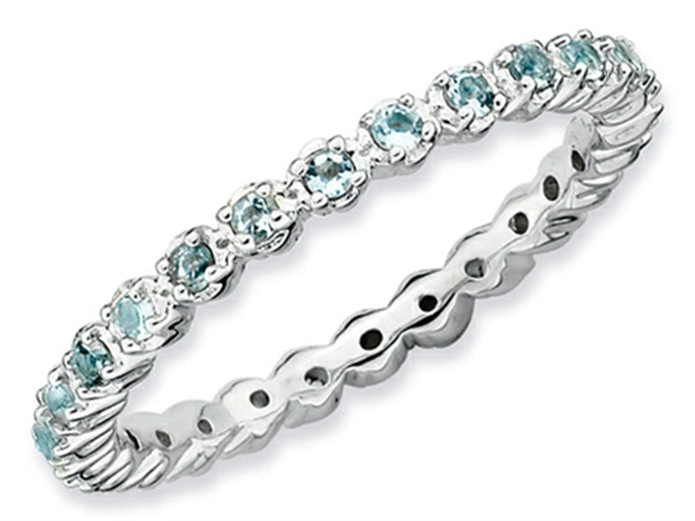 Stackable Expressions Sterling Silver Aquamarine Stackable Ring