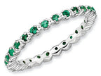Stackable Expressions Sterling Silver Simulated Emerald Stackable Ring