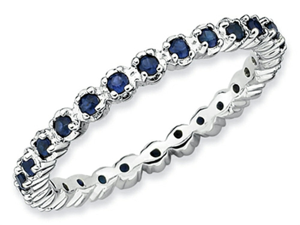 Stackable Expressions Sterling Silver Created Sapphire Stackable Ring