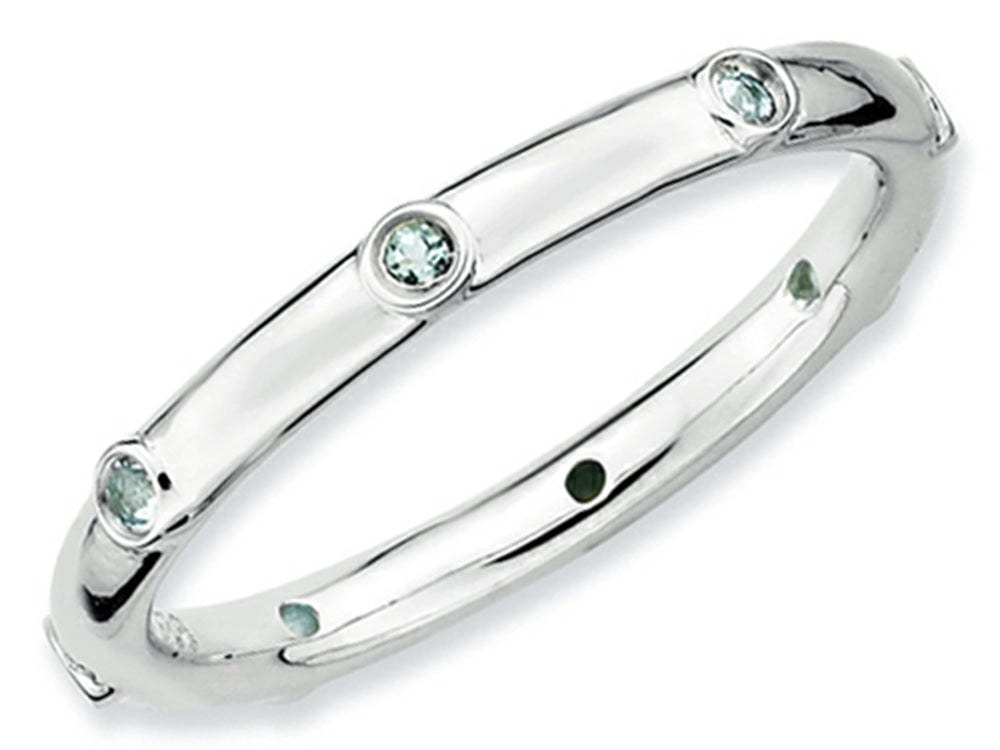 Stackable Expressions Sterling Silver Aquamarine Stackable Ring