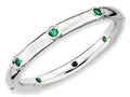 Stackable Expressions Sterling Silver Simulated Emerald Stackable Ring