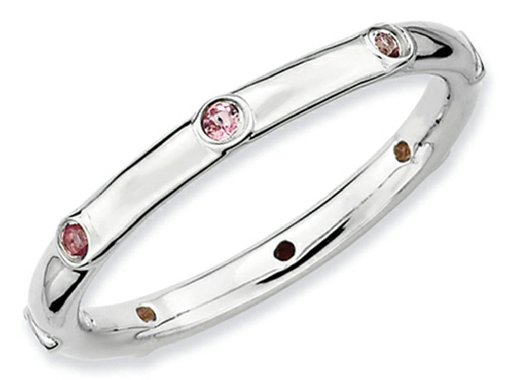 Stackable Expressions Sterling Silver Pink Tourmaline Stackable Ring