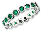 Stackable Expressions Sterling Silver Simulated Emerald Stackable Ring