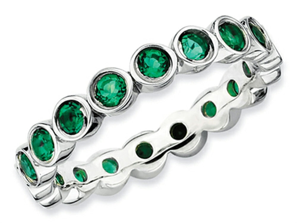 Stackable Expressions Sterling Silver Simulated Emerald Stackable Ring