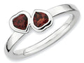 Stackable Expressions Sterling Silver Garnet Double Heart Stackable Ring
