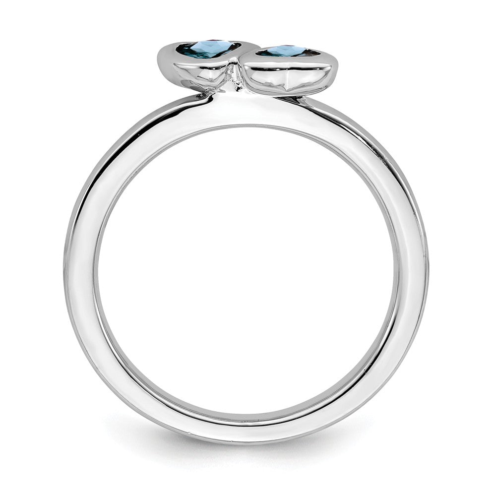 Stackable Expressions Sterling Silver Aquamarine Double Heart Stackable Ring
