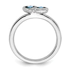 Stackable Expressions Sterling Silver Aquamarine Double Heart Stackable Ring