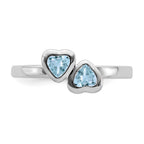 Stackable Expressions Sterling Silver Aquamarine Double Heart Stackable Ring