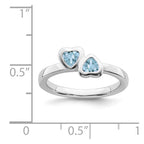 Stackable Expressions Sterling Silver Aquamarine Double Heart Stackable Ring