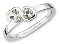 Stackable Expressions Sterling Silver White Topaz Double Heart Stackable Ring