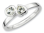 Stackable Expressions Sterling Silver White Topaz Double Heart Stackable Ring