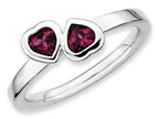 Stackable Expressions Sterling Silver Rhodolite Garnet Double Heart Stackable Ring