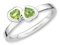 Stackable Expressions Sterling Silver Peridot Double Heart Stackable Ring
