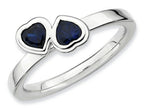 Stackable Expressions Sterling Silver Created Sapphire Double Heart Stackable Ring