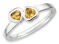 Stackable Expressions Sterling Silver Citrine Double Heart Stackable Ring