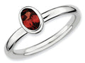 Stackable Expressions Sterling Silver Oval Garnet Stackable Ring