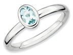 Stackable Expressions Sterling Silver Oval Aquamarine Stackable Ring