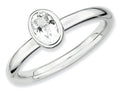 Stackable Expressions Sterling Silver Oval White Topaz Stackable Ring