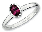 Stackable Expressions Sterling Silver Oval Simulated Rhodolite Garnet Stackable Ring