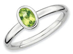 Stackable Expressions Sterling Silver Oval Peridot Stackable Ring