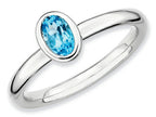 Stackable Expressions Sterling Silver Oval Blue Topaz Stackable Ring