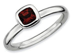 Stackable Expressions Sterling Silver Cushion-Cut Garnet Stackable Ring
