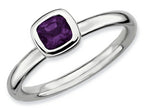 Stackable Expressions Sterling Silver Cushion-Cut Amethyst Stackable Ring