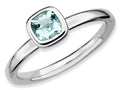 Stackable Expressions Sterling Silver Cushion-Cut Aquamarine Stackable Ring
