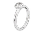 Stackable Expressions Sterling Silver Cushion-Cut White Topaz Stackable Ring