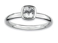 Stackable Expressions Sterling Silver Cushion-Cut White Topaz Stackable Ring