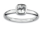 Stackable Expressions Sterling Silver Cushion-Cut White Topaz Stackable Ring