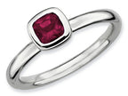 Stackable Expressions Sterling Silver Cushion-Cut Rhod. Garnet Stackable Ring