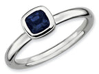 Stackable Expressions Sterling Silver Cushion-Cut Created Blue Sapphire Stackable Ring