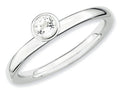 Stackable Expressions Sterling Silver High 4mm Round White Topaz Stackable Ring